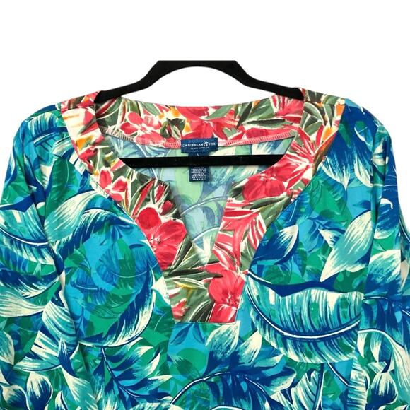 Caribbean Joe Women's Tropical Paradise Print Resort Casual Vacation Dress SZ L - Picture 6 of 8